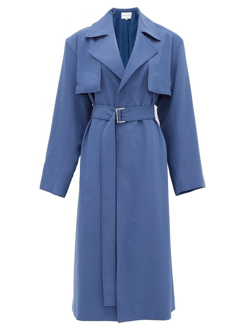 Buy Michelle Waugh - The Carina Oversized Cotton-blend Trench Coat Blue online - shop best Michelle Waugh clothing sales
