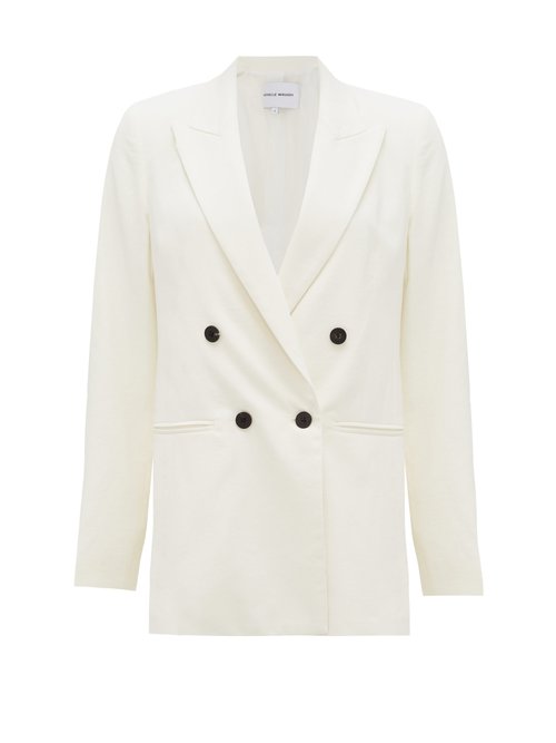 Michelle Waugh – The Joann Double-breasted Cotton-blend Blazer White