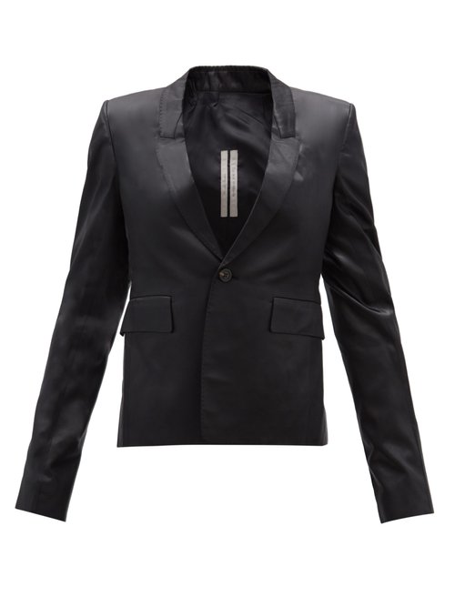 Buy Rick Owens - Single-breasted Satin Blazer Black online - shop best Rick Owens clothing sales