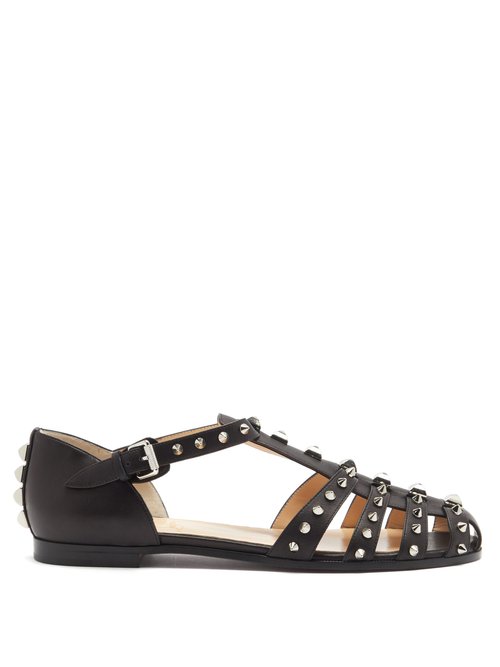 Christian Louboutin - Loubiclou Studded Caged Leather Sandals Black