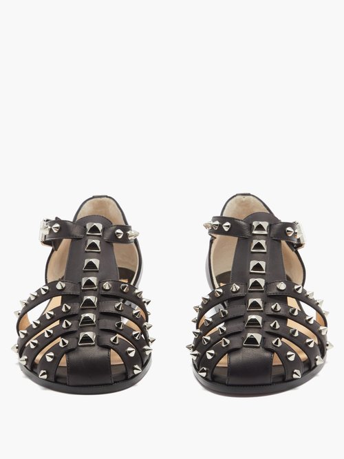 Loubiclou Studded Caged Leather Sandals Smart Closet