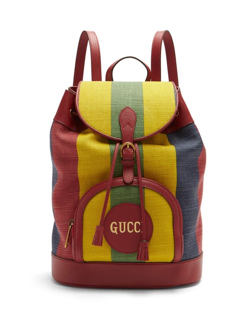 Gucci - Baiadera-striped Drawstring-top Canvas Backpack - Mens - Multi