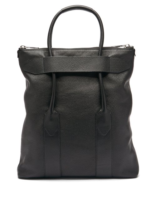 Maison Margiela - Foldable Grained-leather Tote Bag - Mens - Black