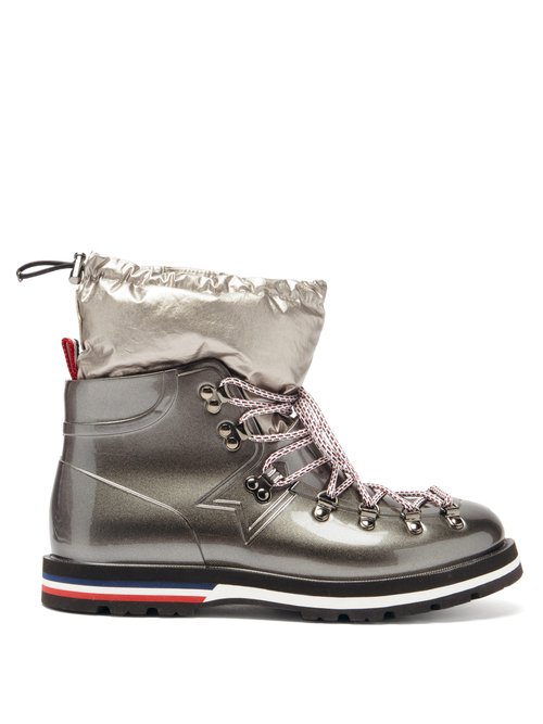 Moncler - Inaya Removable Quilted-insert Rubber Boots Silver