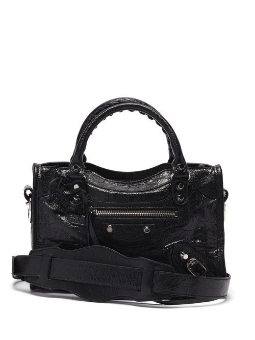 Balenciaga - City Mini Crinkle-effect Leather Bag - Womens - Black