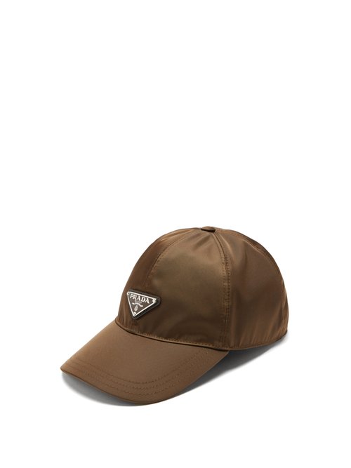 Shop Prada Triangle Logo-plaque Nylon Baseball Cap In Brown