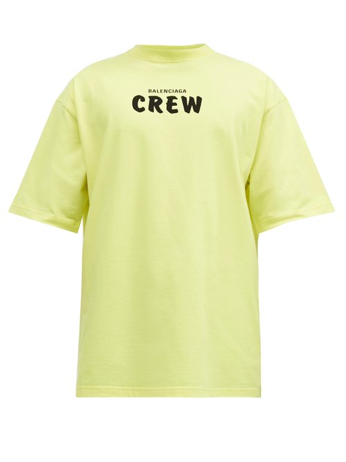 Balenciaga - Crew-print Cotton-jersey T-shirt - Mens - Yellow