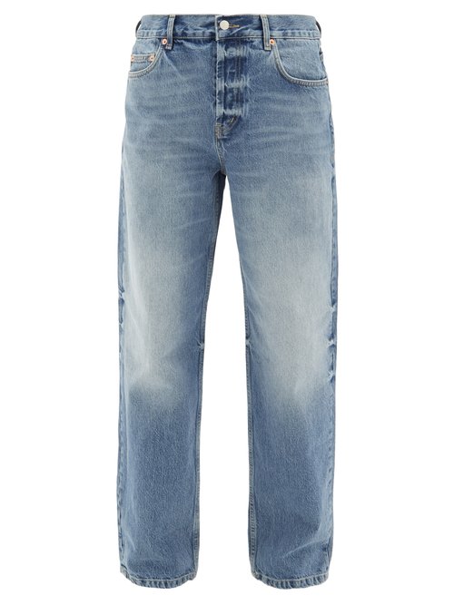 Open Unisex Faded Wide-leg Jeans