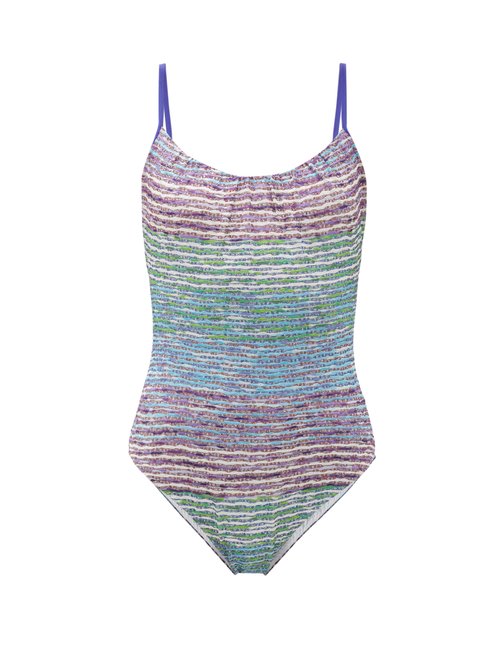 Missoni Mare - Scoop-neck Lamé Swimsuit Blue Multi Beachwear