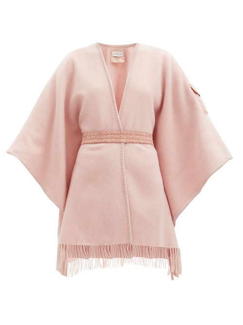Moncler - Patch-pocket Brushed-wool Wrap Shawl Light Pink