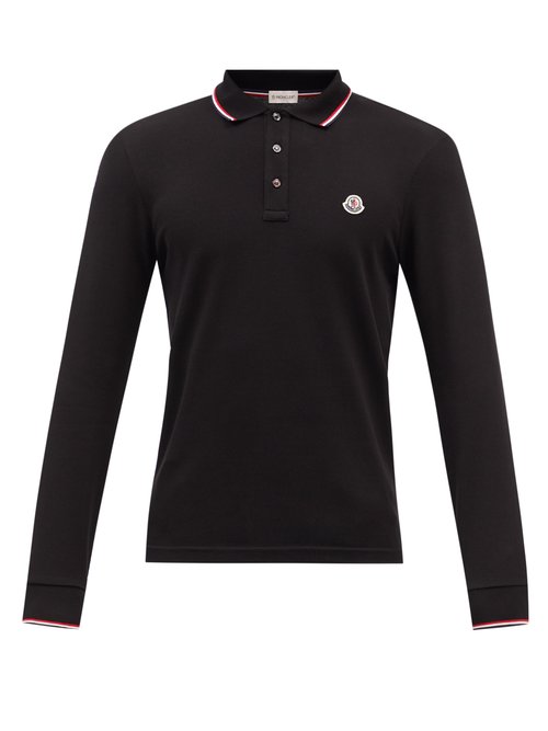 Moncler Logo-appliqué Long-sleeved Cotton Polo Shirt