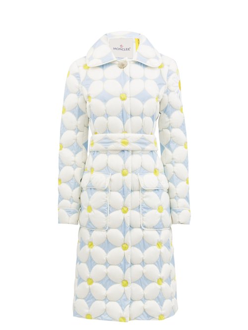 8 Moncler Richard Quinn - Candice Daisy Down-quilted Shell Coat Blue White