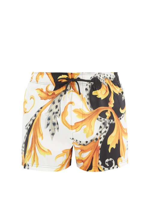 Versace - Baroque-print Swim Shorts - Mens - White Multi