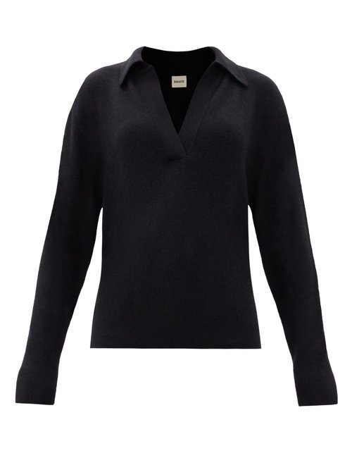 Khaite - Jo V-neck Knitted Cashmere-blend Sweater Black