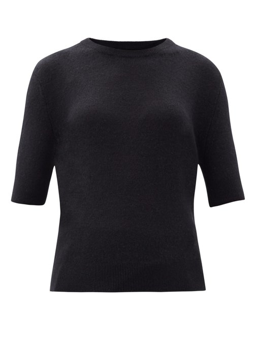 Khaite - Dianna Short-sleeved Cashmere-blend Sweater Black