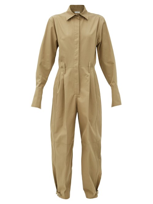 Givenchy – Fluted-cuff Knife-pleated Cotton-poplin Jumpsuit Beige