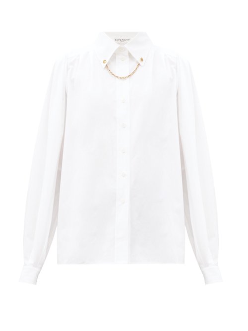 Givenchy - Chain-collar Cotton-poplin Shirt White