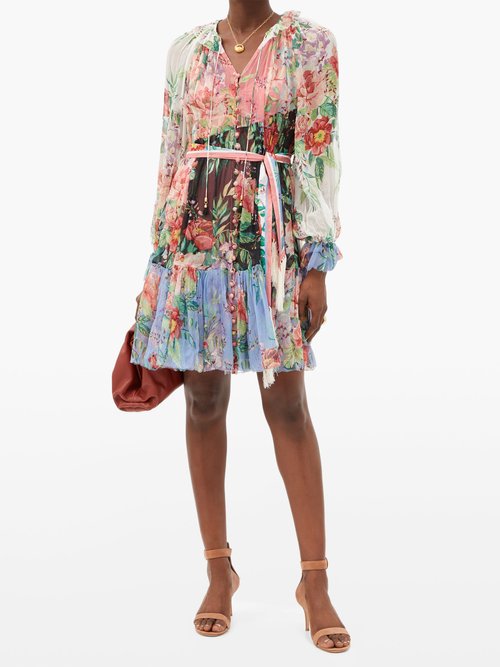 Zimmermann Bellitude Floral-print Silk-chiffon Mini Dress Multi