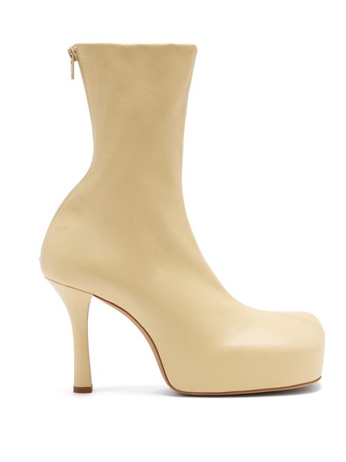 Bottega Veneta – Bv Bold Square-toe Leather Platform Boots Cream