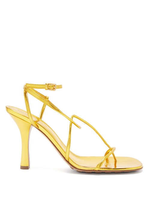 Bottega Veneta - The Line Wraparound Metallic-leather Sandals Gold