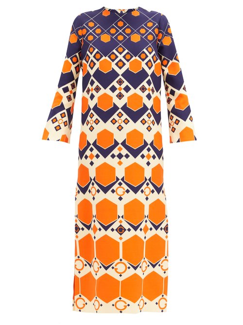 Gucci Hexagon-print silk-blend crepe dress