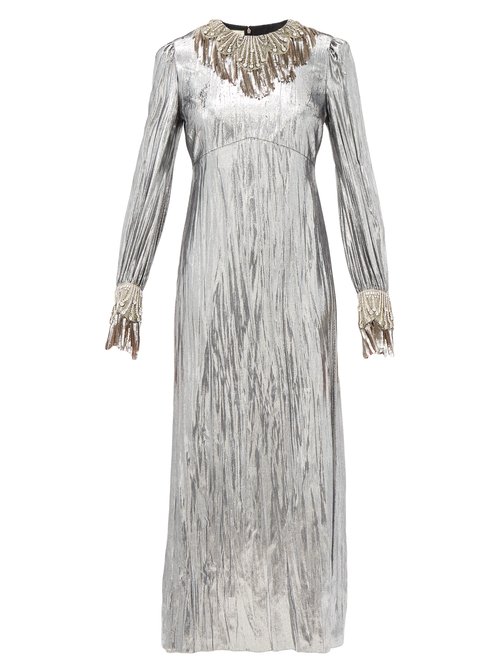 Gucci – Crystal-embellished Lamé Dress Silver