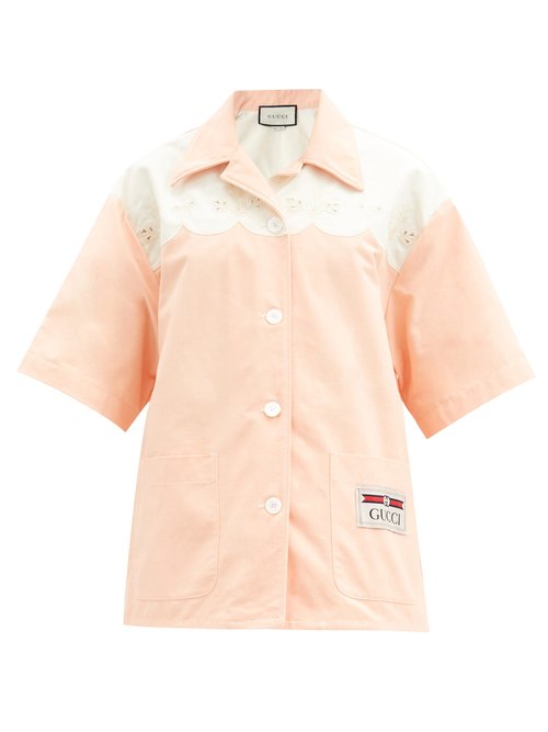 Gucci – Scalloped Cotton-poplin Shirt Light Pink