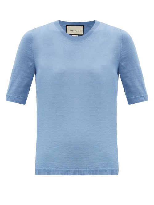 Gucci - Short-sleeved Cashmere Sweater Blue