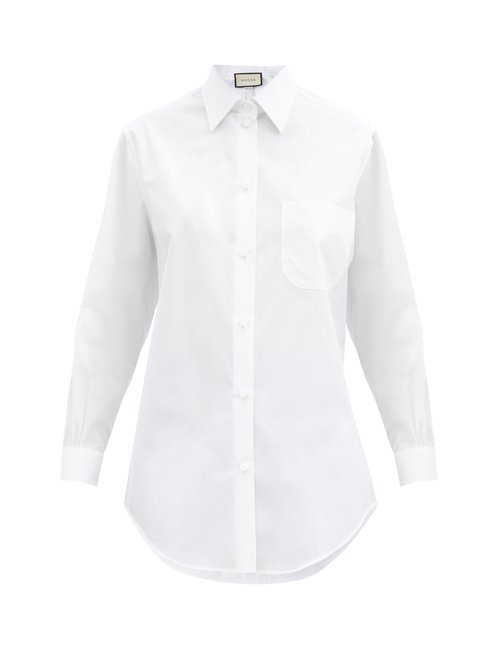 Gucci – GG Logo-embroidered Cotton-poplin Shirt White