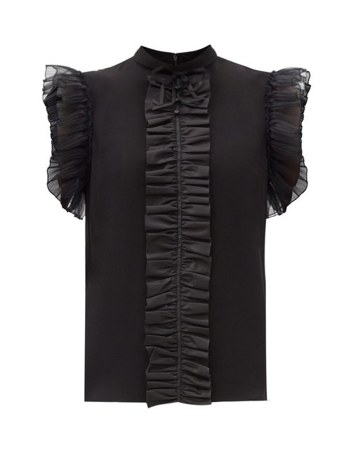 Gucci – Ruffled Silk Blouse Black
