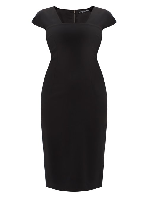 Buy Dolce & Gabbana - Cap-sleeve Cady-crepe Midi Dress Black online - shop best Dolce & Gabbana clothing sales