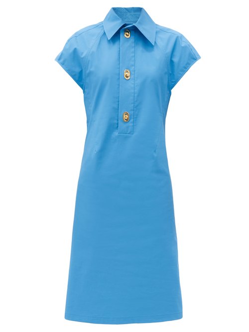 Bottega Veneta - Cap-sleeve Cotton-blend Dress Blue