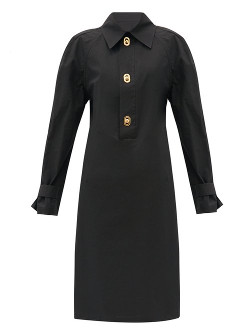 Bottega Veneta – Half-placket Coated-canvas Midi Dress Black