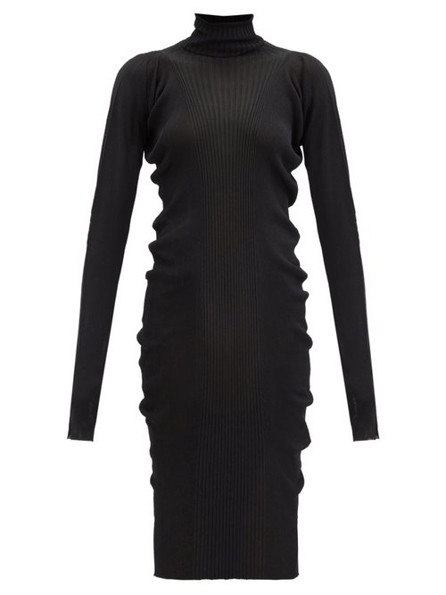 Bottega Veneta – Roll-neck Rib-knitted Cotton-blend Sweater Dress Black