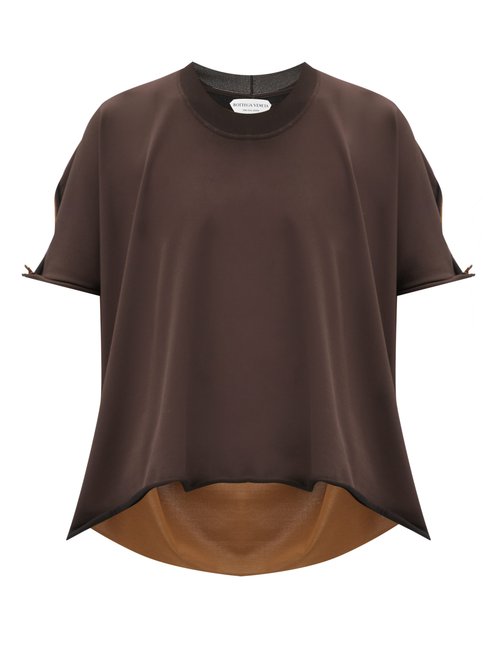 Bottega Veneta - Bi-colour Raw-hem Knitted Top Brown Multi