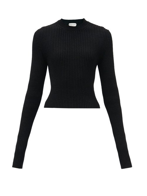 Bottega Veneta - Cropped Ribbed Sweater Black