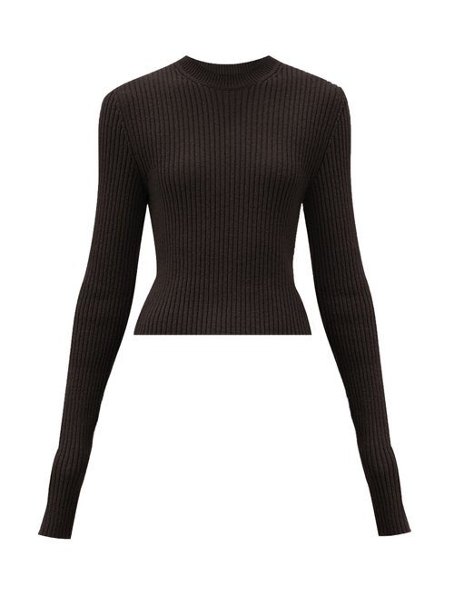 Bottega Veneta - Cropped Ribbed Sweater Brown