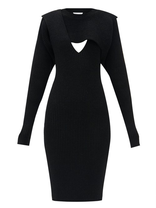 Buy Bottega Veneta - Cutout Ribbed-knit Dress Black online - shop best Bottega Veneta clothing sales