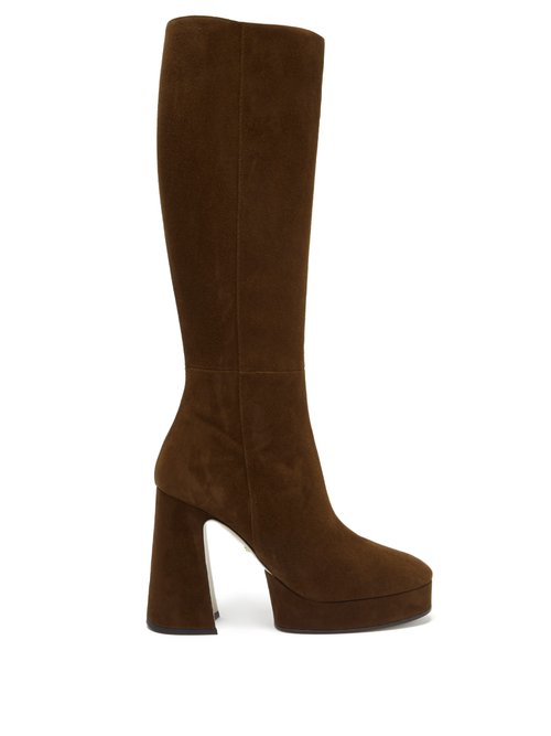 Gucci – Madame Suede Knee-high Platform Boots Dark Brown
