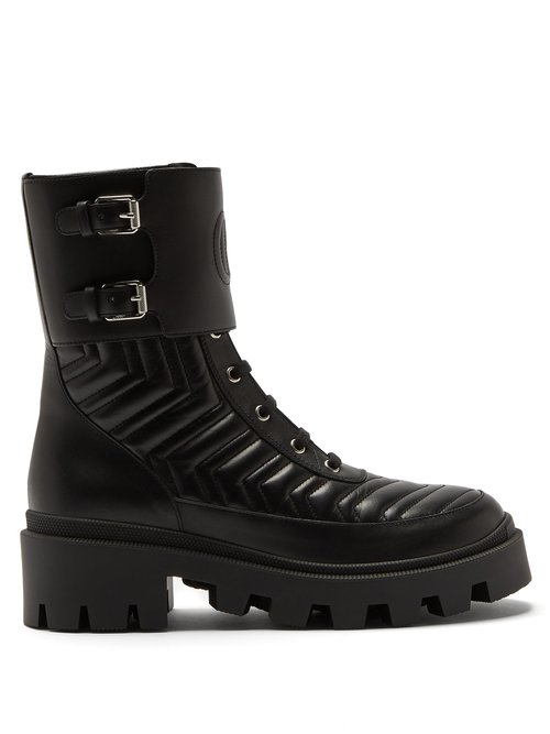 Gucci – Chevron-quilted Leather Boots Black