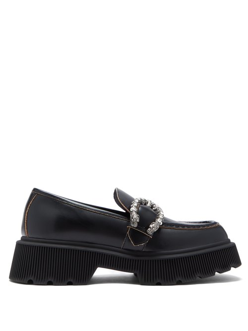 Gucci - Dionysus Crystal-embellished Leather Loafers - Womens - Black