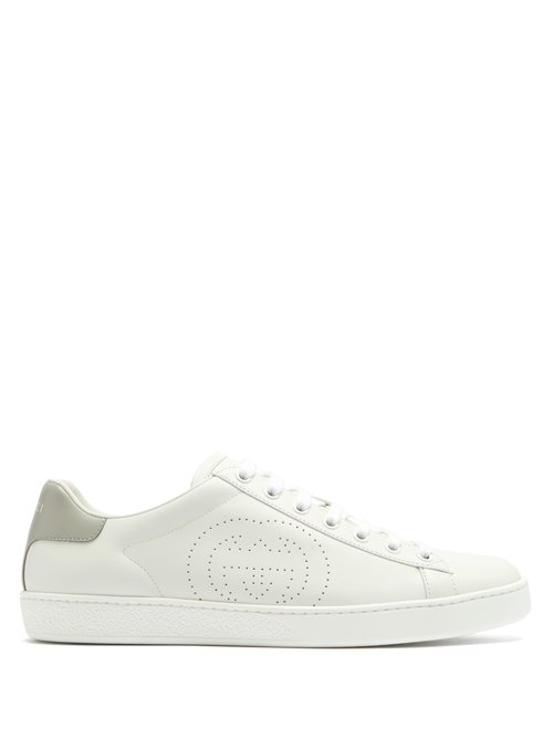 Buy Gucci - Ace Perforated Logo Leather Trainers White online - shop best Gucci shoes sales