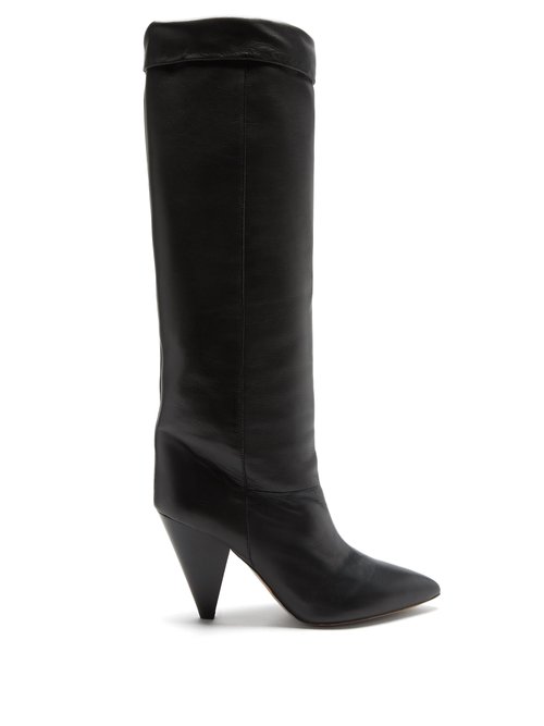 Buy Isabel Marant - Loens Slouchy Knee-high Leather Boots Black online - shop best Isabel Marant shoes sales