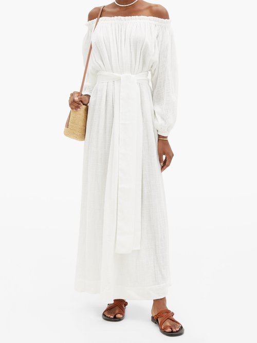 Kalita Pegasi Off-the-shoulder Cotton-gauze Dress White