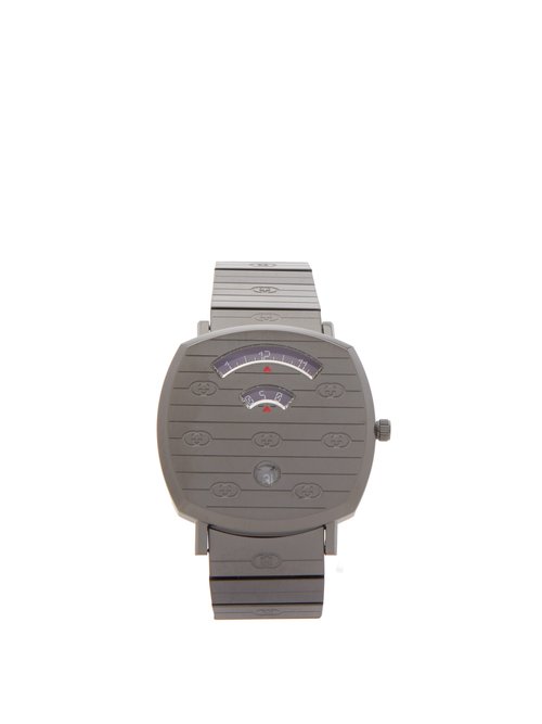 Gucci - Grip Logo-engraved Metal Watch - Mens - Dark Grey