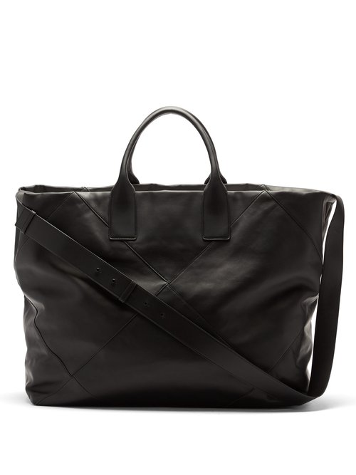 Bottega Veneta - Intrecciato Panelled Leather Tote Bag - Mens - Black
