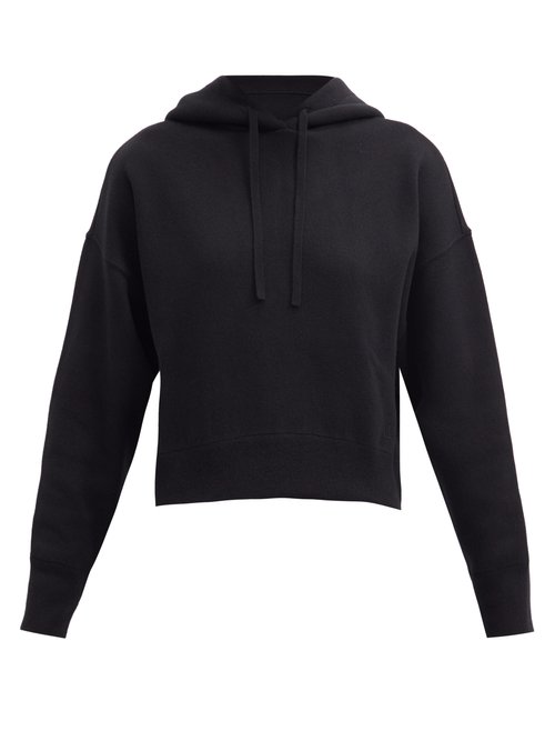 Valentino - Cropped Jersey Hooded Sweatshirt Black