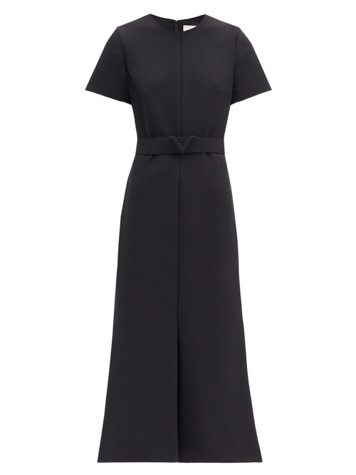 Buy Valentino - Belted Flared Cady Dress Black online - shop best Valentino clothing sales