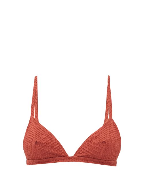 Dodo Bar Or – Salina Seersucker Triangle Bikini Top Dark Red Beachwear