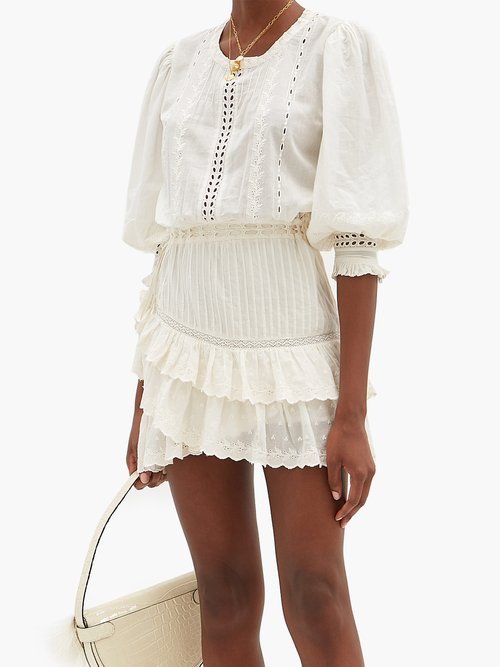 Loveshackfancy Lorelai Ruffled Cotton-gauze Mini Dress White